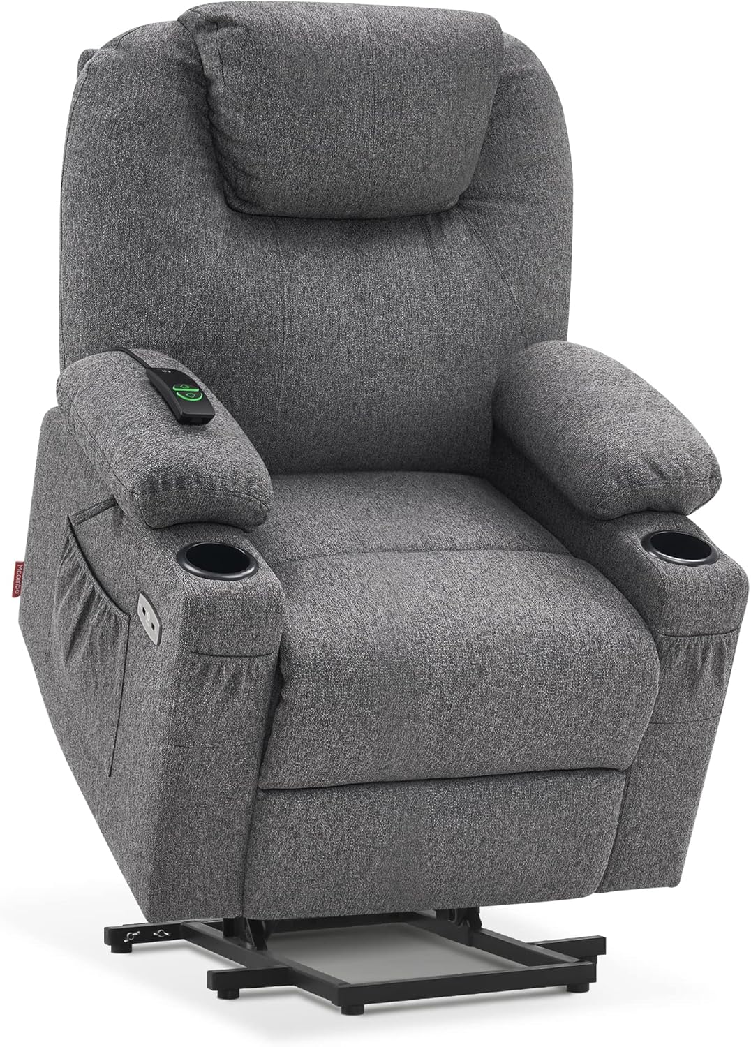MCombo Power Lift Recliner Chair for Elderly, Lift Chair with Heat and Massage, FSC Certified, USB&Type C Ports, Cup Holders, Fabric 7040 (Medium, Gray)