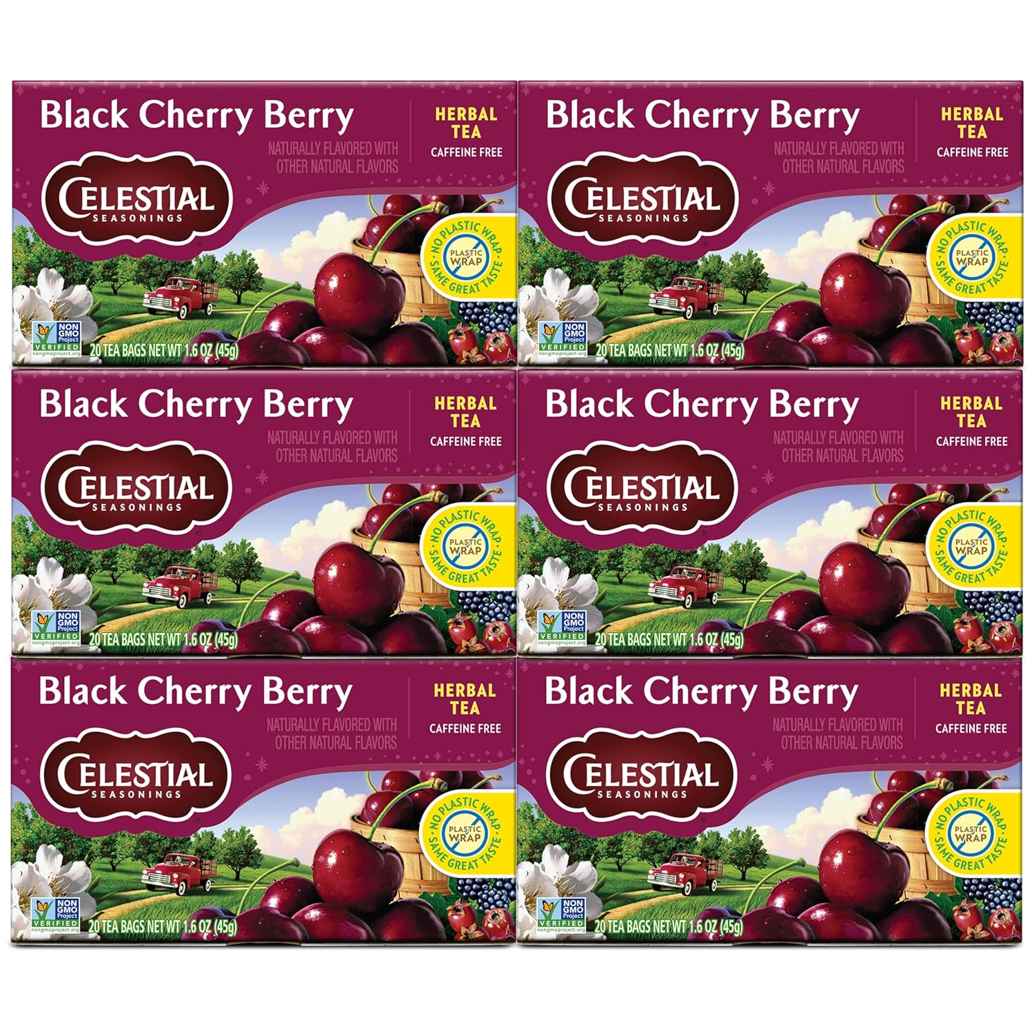 Celestial Seasonings Herbal Tea, Black Cherry Berry, 20 Count (Pack of 6)