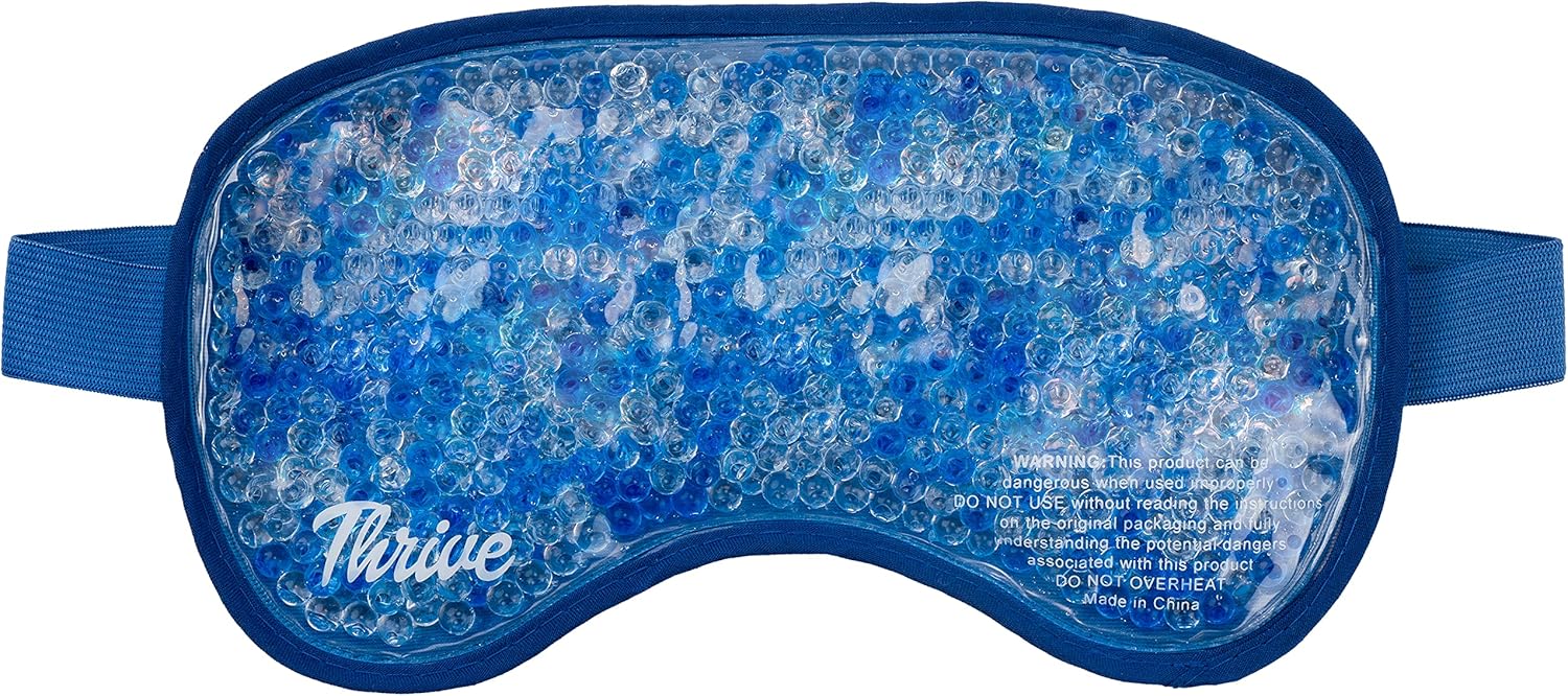 Thrive Hot & Cold Gel Eye Mask - FSA HSA Approved Reusable Gel Bead Ice Face Mask - Warm & Cold Compress for Migraines, Pain Relief, and Puffy Eyes