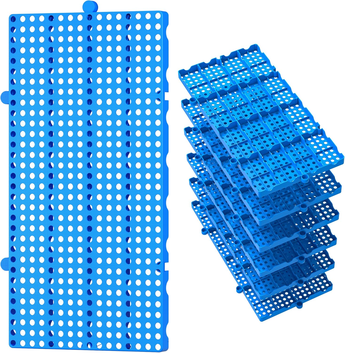 6 Packs Lightweight Plastic Pallets for Basement Storage, 23.6" x 11.8" x 1.18" Small Stage Platform for Garage, Attic Flooring