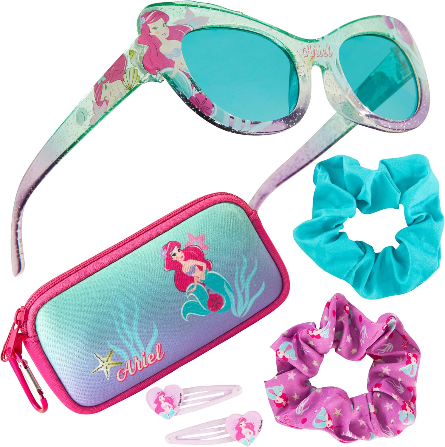Disney Girls UV Protection Sunglasses, Case and Hair Accessories Set Girls Gifts