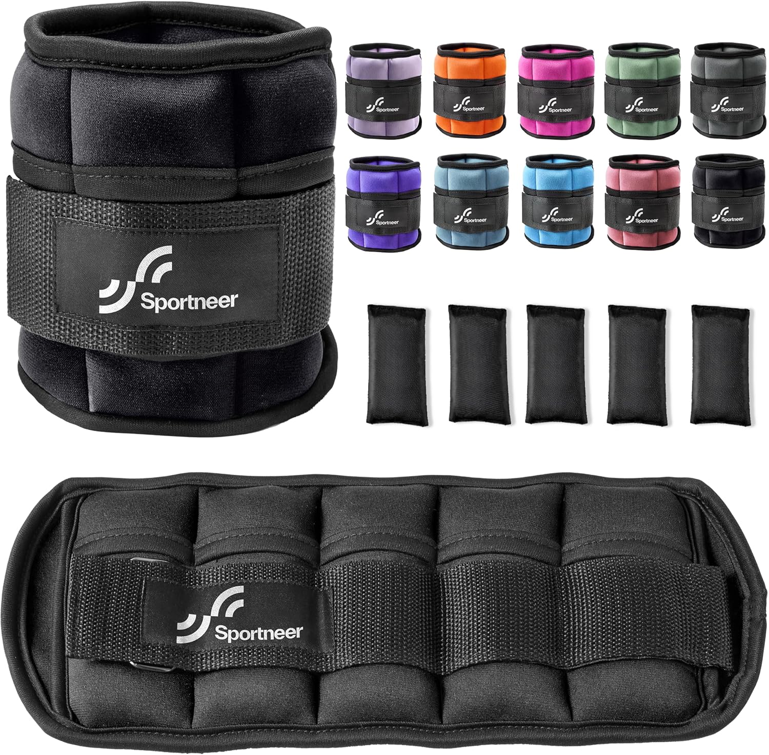 Sportneer Adjustable Ankle Weights 1 Pair 2 4 6 8 10 Lbs Leg Weight Straps for Women Men, Weighted Ankle Weights Set for Gym,Fitness, Workout,Walking, Jogging,1-5 lbs Each Ankle, 1 Pair 2-10 lbs