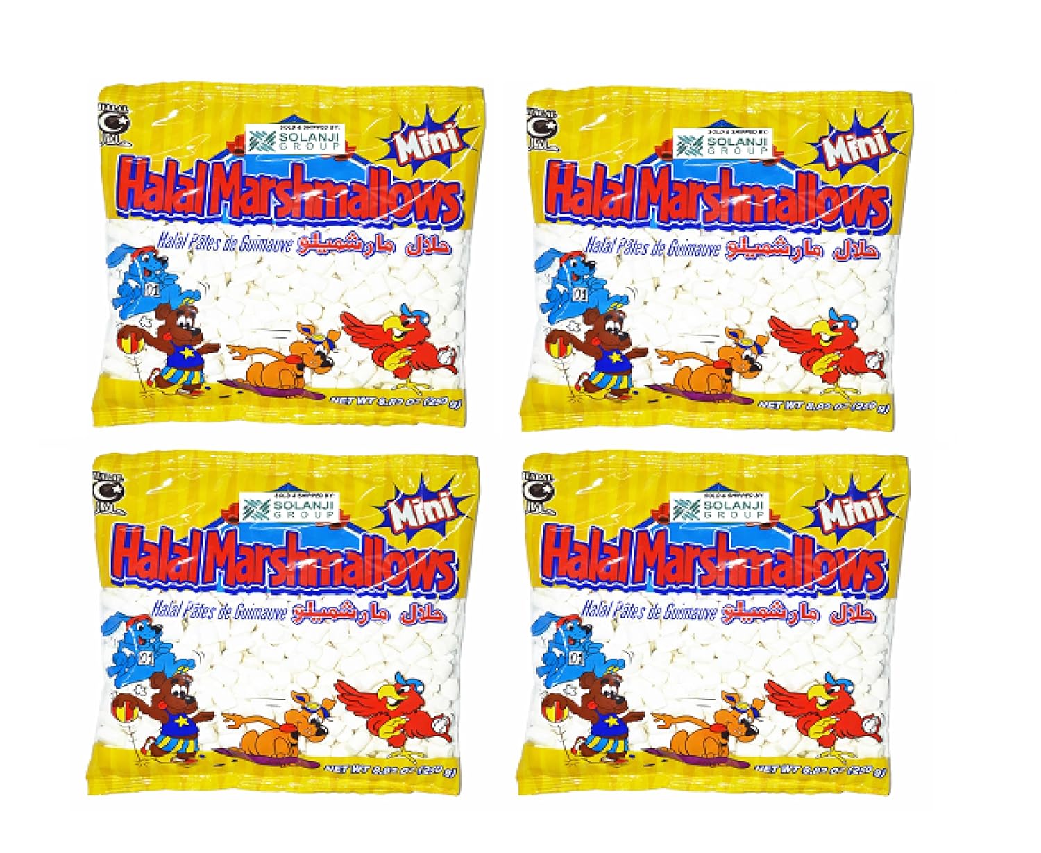 Al Amin Foods Halal Mini Marshmallows NET WT 8.82oz (250g)- Pack of 4