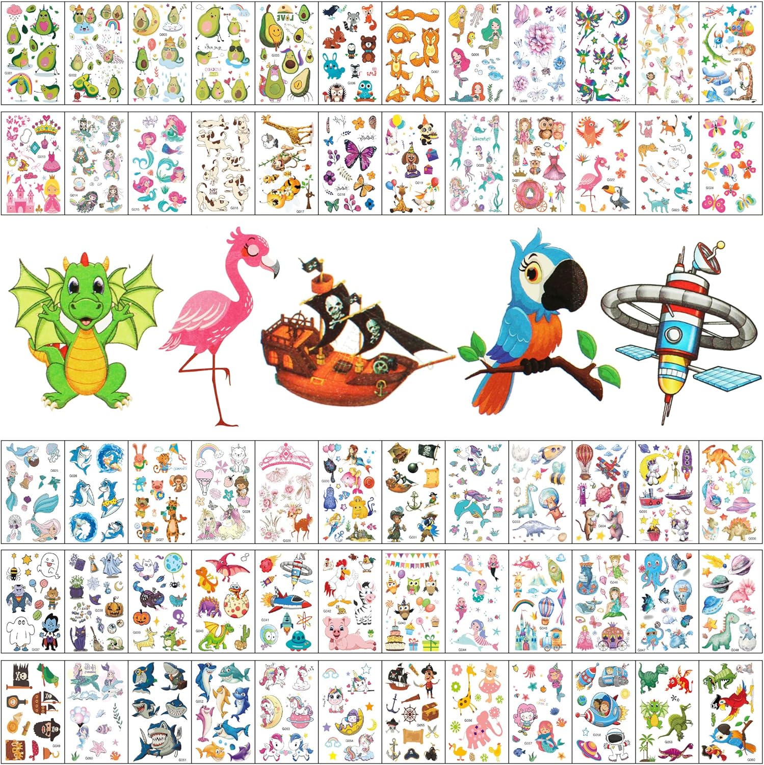 60 Sheets Cute pattern Temporary Tattoo fake tattoos markers for Kids Boys Girls Toddlers Children