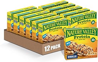 Nature Valley Protein Granola Bars, Blueberry Nut, Chewy Snack Bars, 5 Bars, 7.1 OZ (Pack of 12)