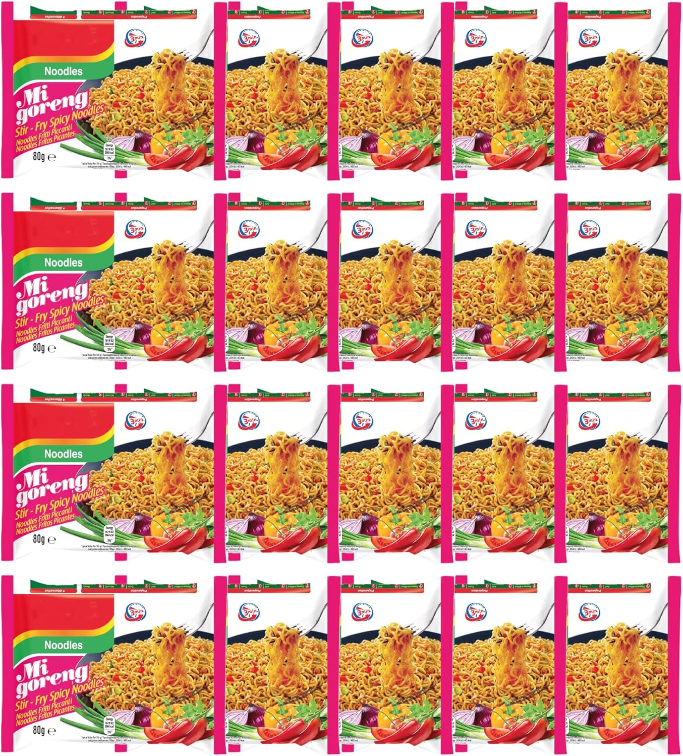 Mi Goreng Stir-Fry Spicy Noodles – 80g (Pack of 20) | Authentic Indonesian Flavor | Versatile Meal Option | Quick & Easy to Prepare