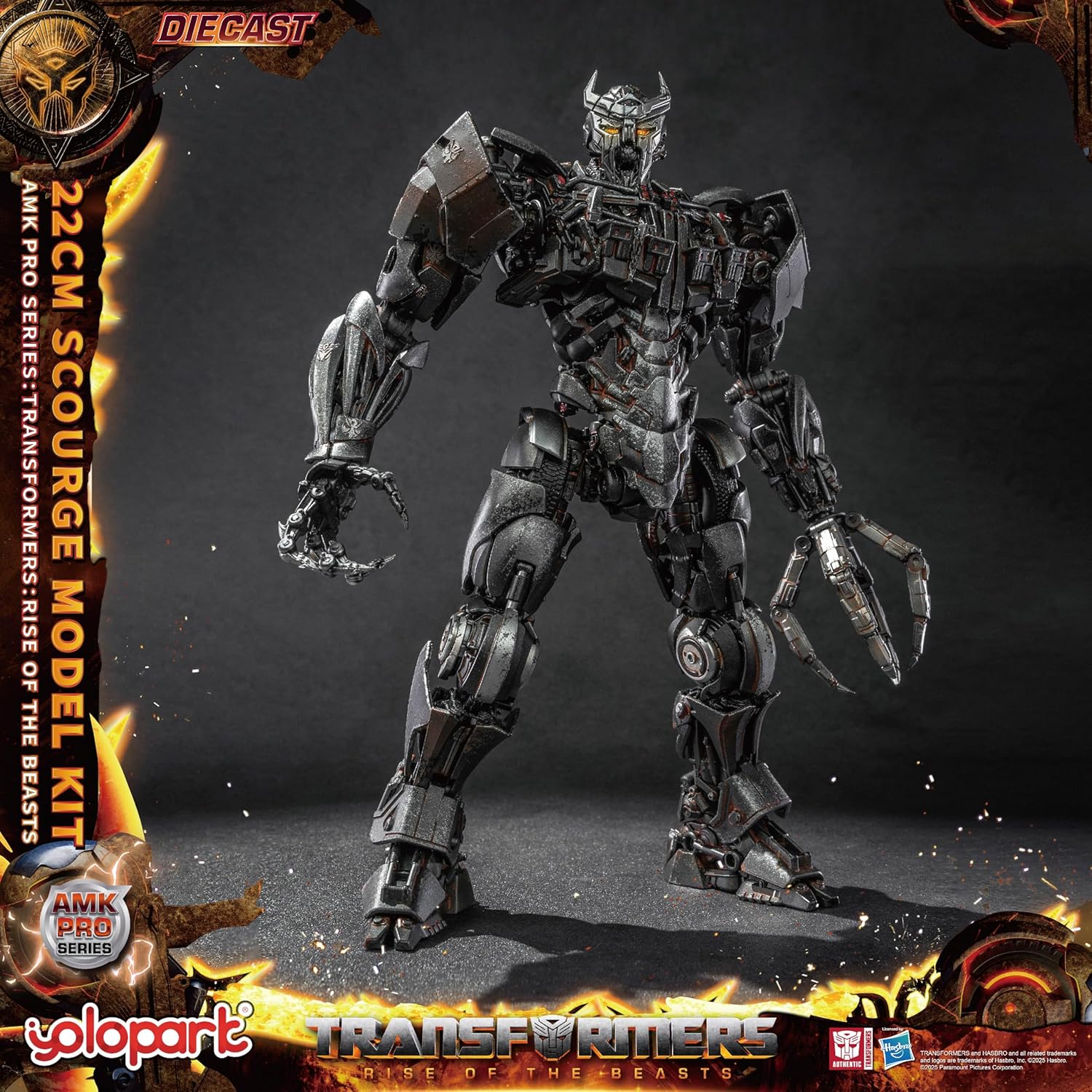 YOLOPARK Transformers AMK PRO Scourge Action Figure, 8.66 Inch Rise of The Beasts Transformers Toy with Magnetic Control LED,Highly Articulated Collectible Model Kit for Ages 15 and Up,No Converting