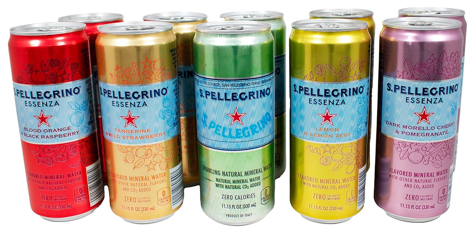 Niro Assortment | Essenza Flavored Mineral and Sparkling Water |10 Pack | 5 Flavor Variety Pack San Pelligrino | Includes Niro Beverage Sleeve