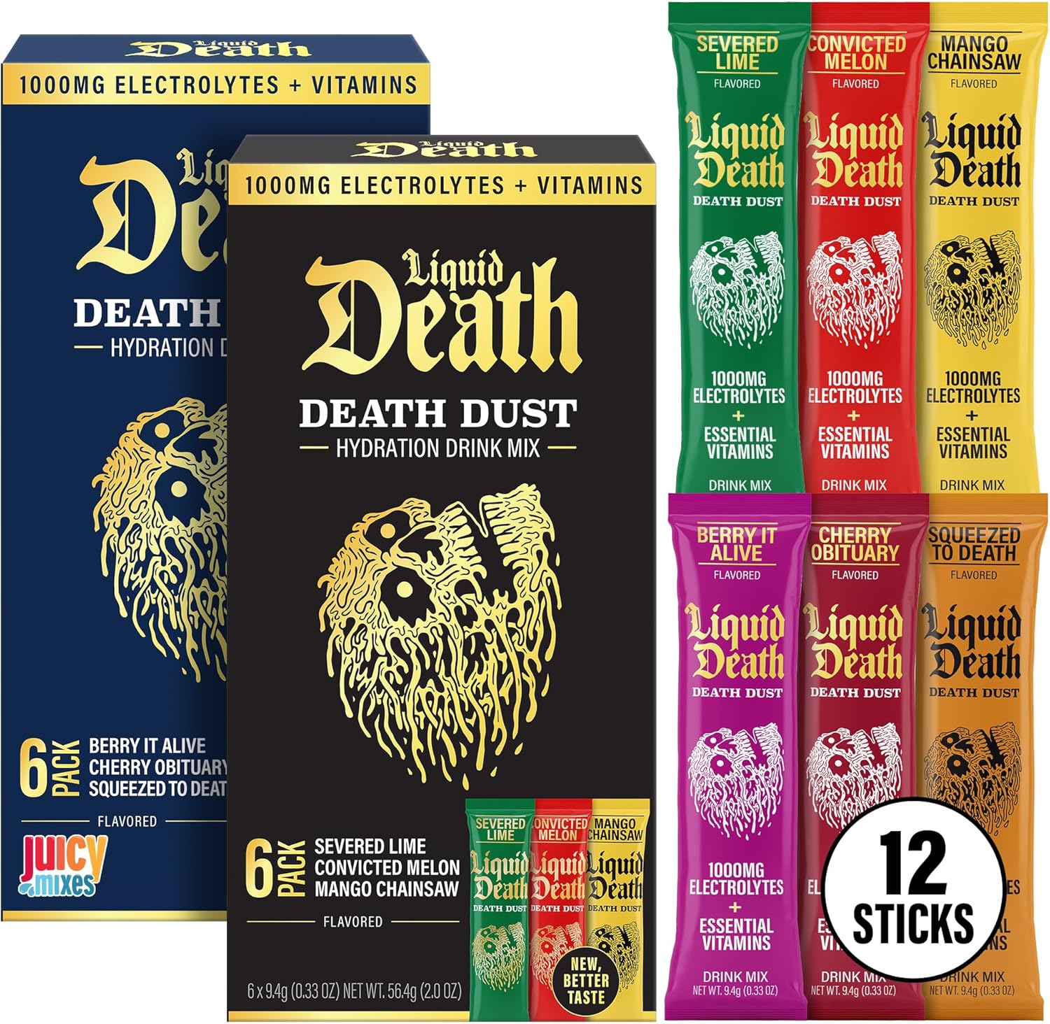 Juicy Mixes Liquid Death Electrolyte Death Dust Classics Variety Pack (12-Pack)