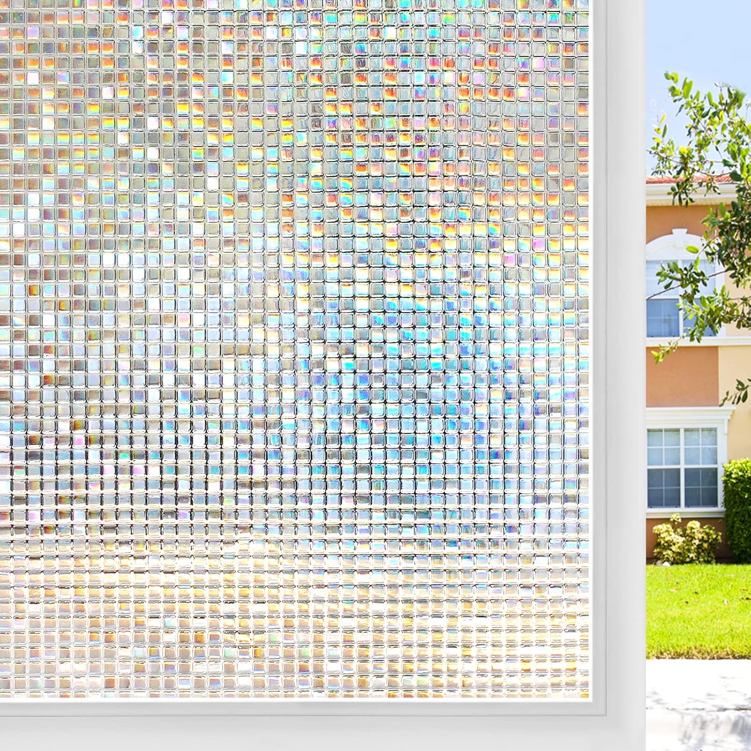 rabbitgoo Window Privacy Film, Mosaic Stained Glass Film, 17.5" x 78.7"