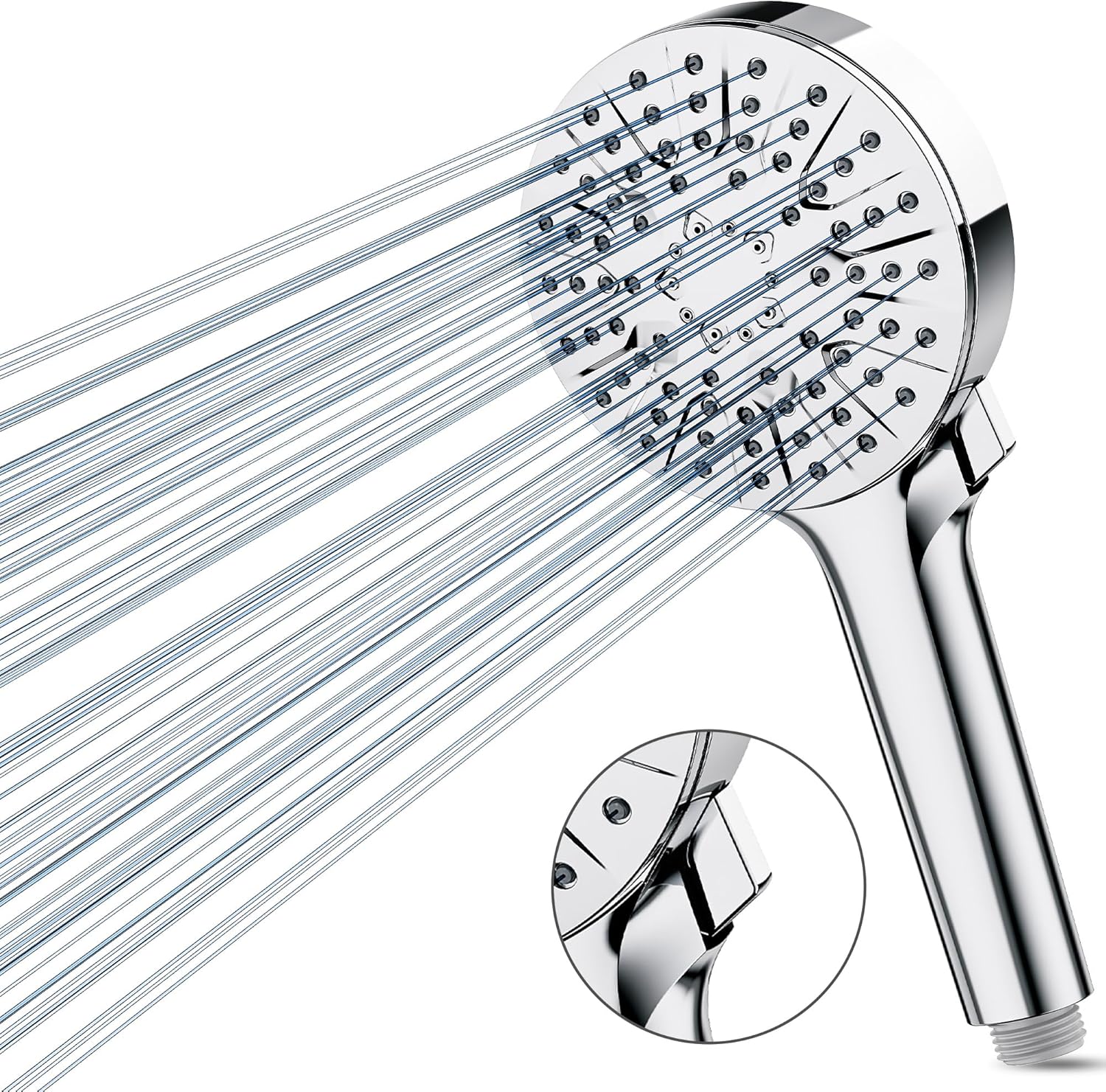 Magichome 6 Mode High Pressure Shower Head with One-Touch Mode Switch Button, Universal Handheld Bathroom Shower Head (Easy No-Tool Installation)