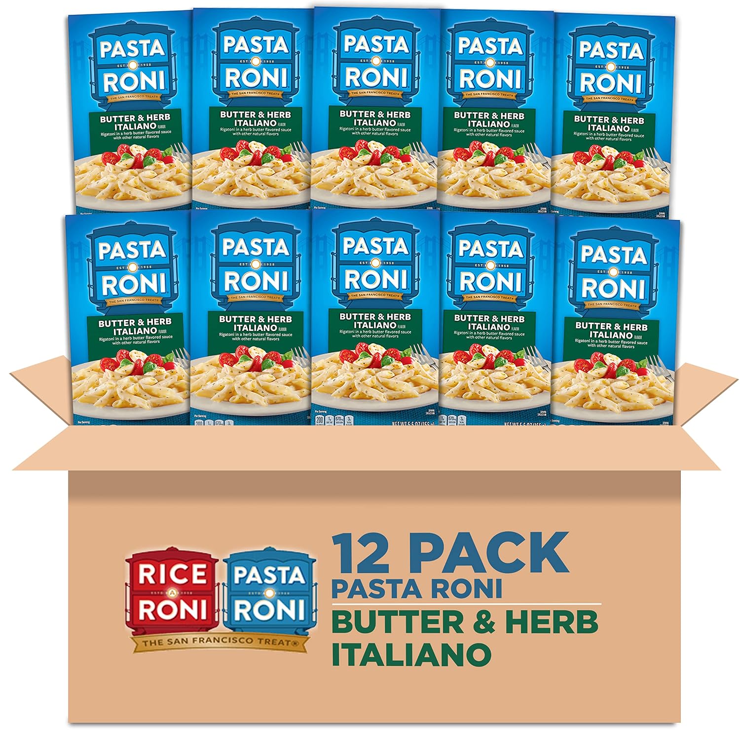 Pasta Roni Butter & Herb Italiano Rigatoni Mix, 5.5 oz, (Pack of 12 Boxes)