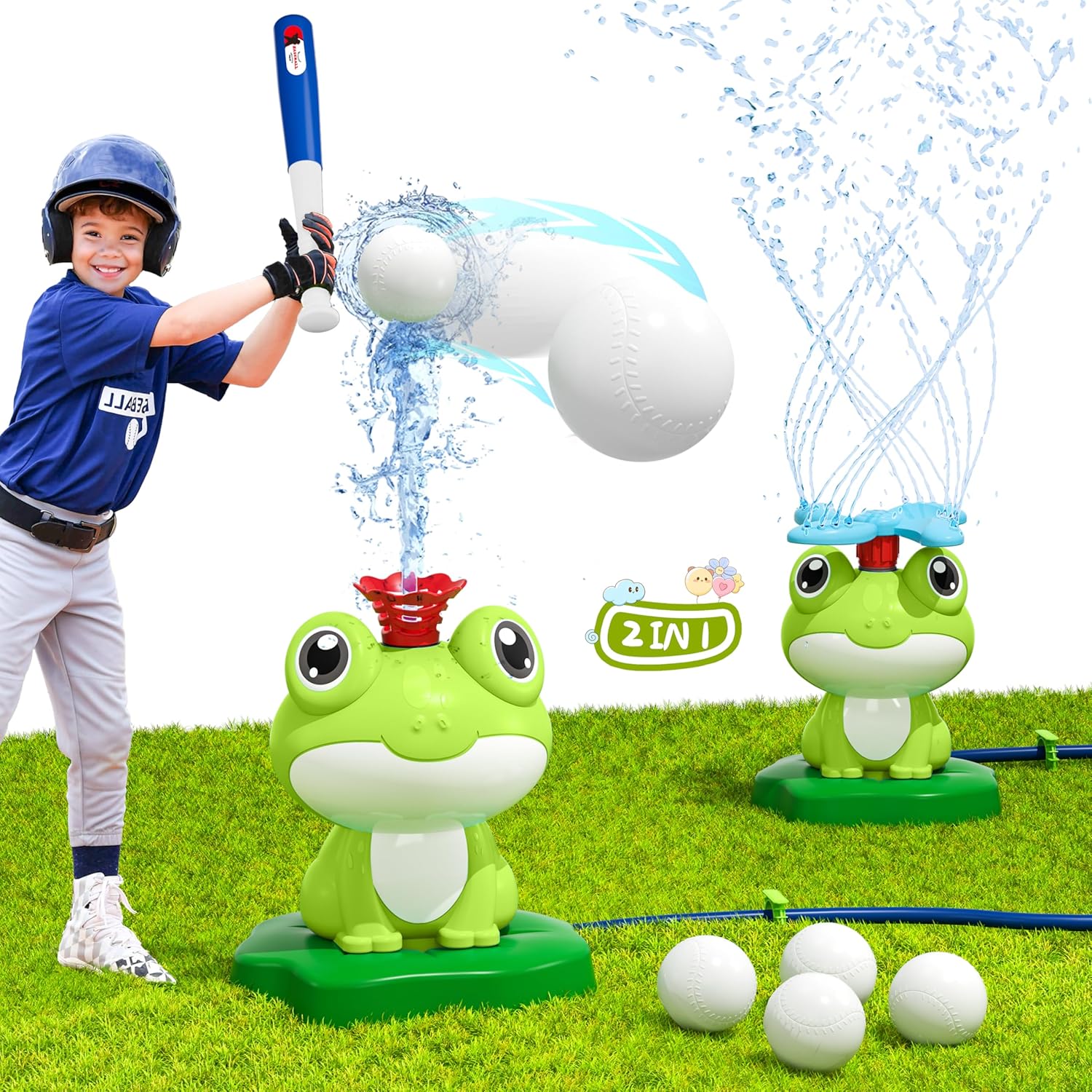 Water Sprinkler for Kids Toys, Water Baseball Toy for Outdoor Toys, Summer Frog Game, Water Play Toy Backyard Lawn Outside Activity Birthday Gift for Toddler Boys Girl Age 3 4 5 6 7 8 Year Old