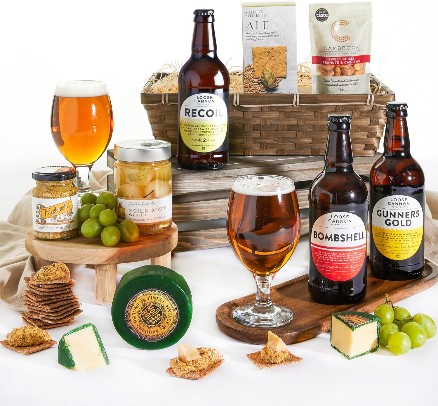 Ploughmans Beer & Cheese Hamper For Men - Trio of Fine British Ales & Premium Snacks - Beer Gifts For Men, Birthday Hamper Gifts For Men, Food Gifts For Men, Gourmet Hamper Gift Set, Clearwater Hamper
