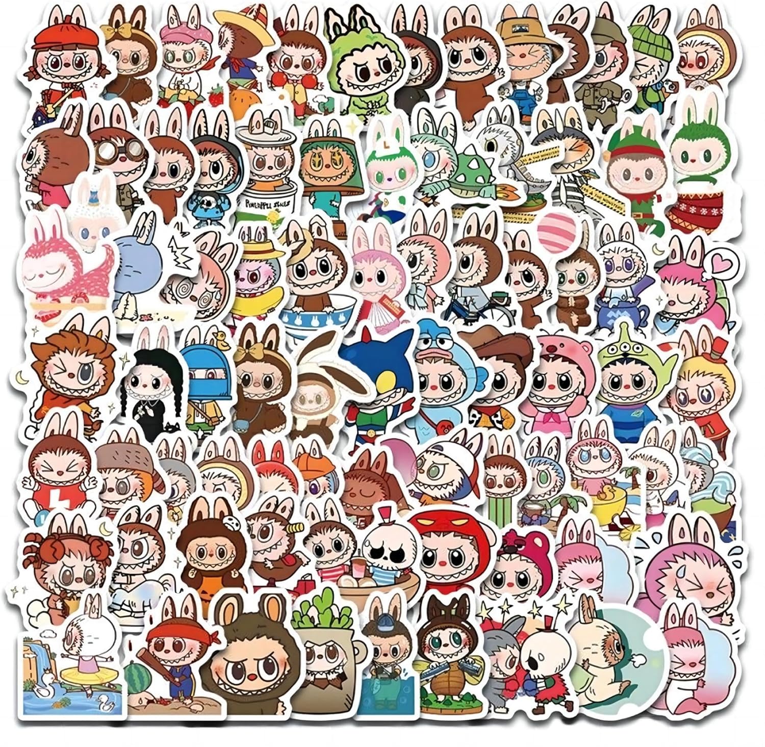 160 pcs Waterproof Cartoon Stickers for Labubu, Cool Vinyl Decal for Teen Water Bottler Sticker Adult Waterproof Girl Laptop Skateboard Phone Guitar Bike Travel Case