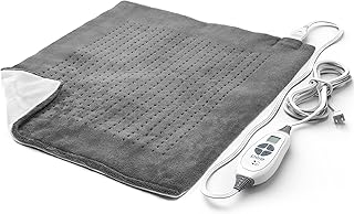 Pure Enrichment PureRelief Ultra-Wide Microplush Heating Pad - 20” x 24” XXL Size & 6 Heat Settings for Temporary Neck, Shoulder & Back Pain Relief - Moist Heat Option & Machine Washable (Gray)