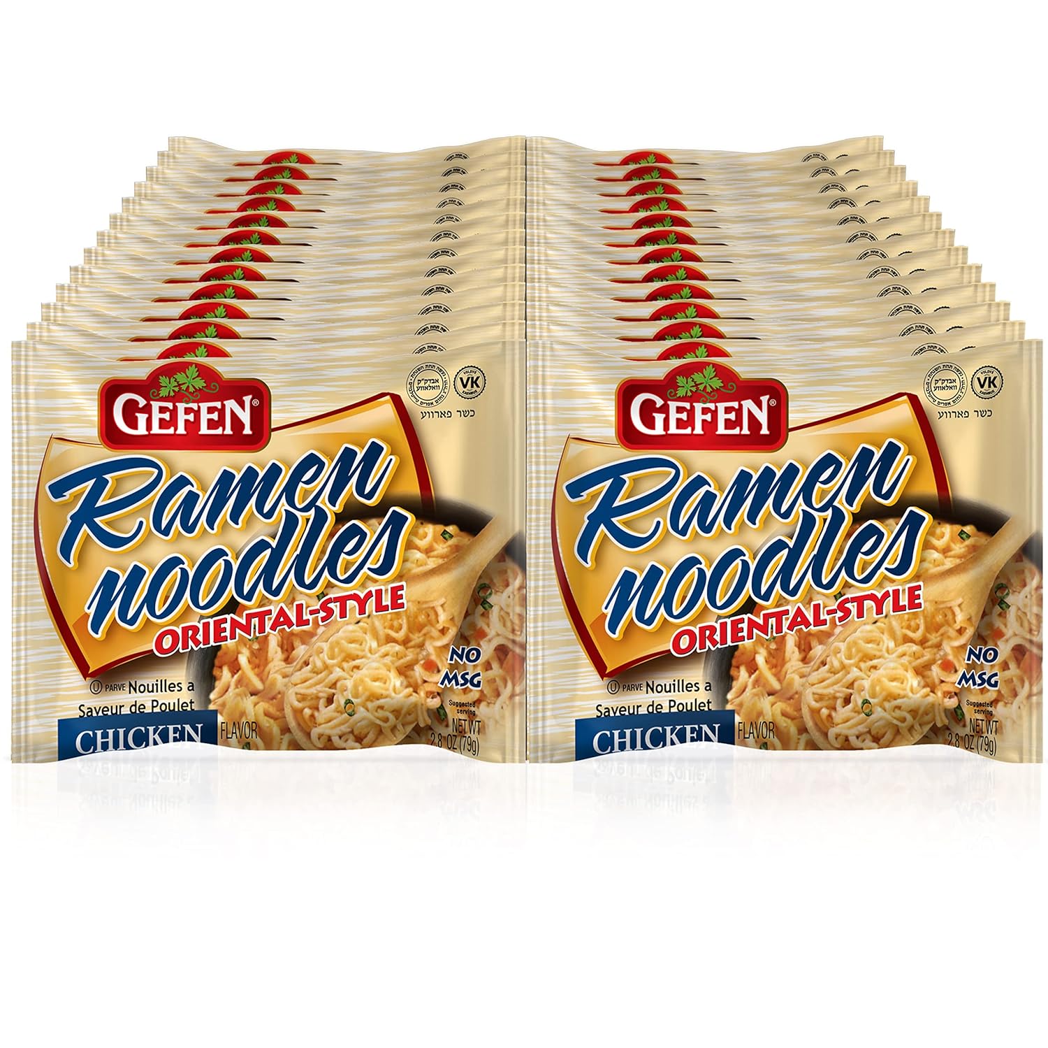 Gefen, Instant Ramen Noodles, No MSG Chicken Flavor, 3oz (24 Pack) Meat Free, Certified Kosher