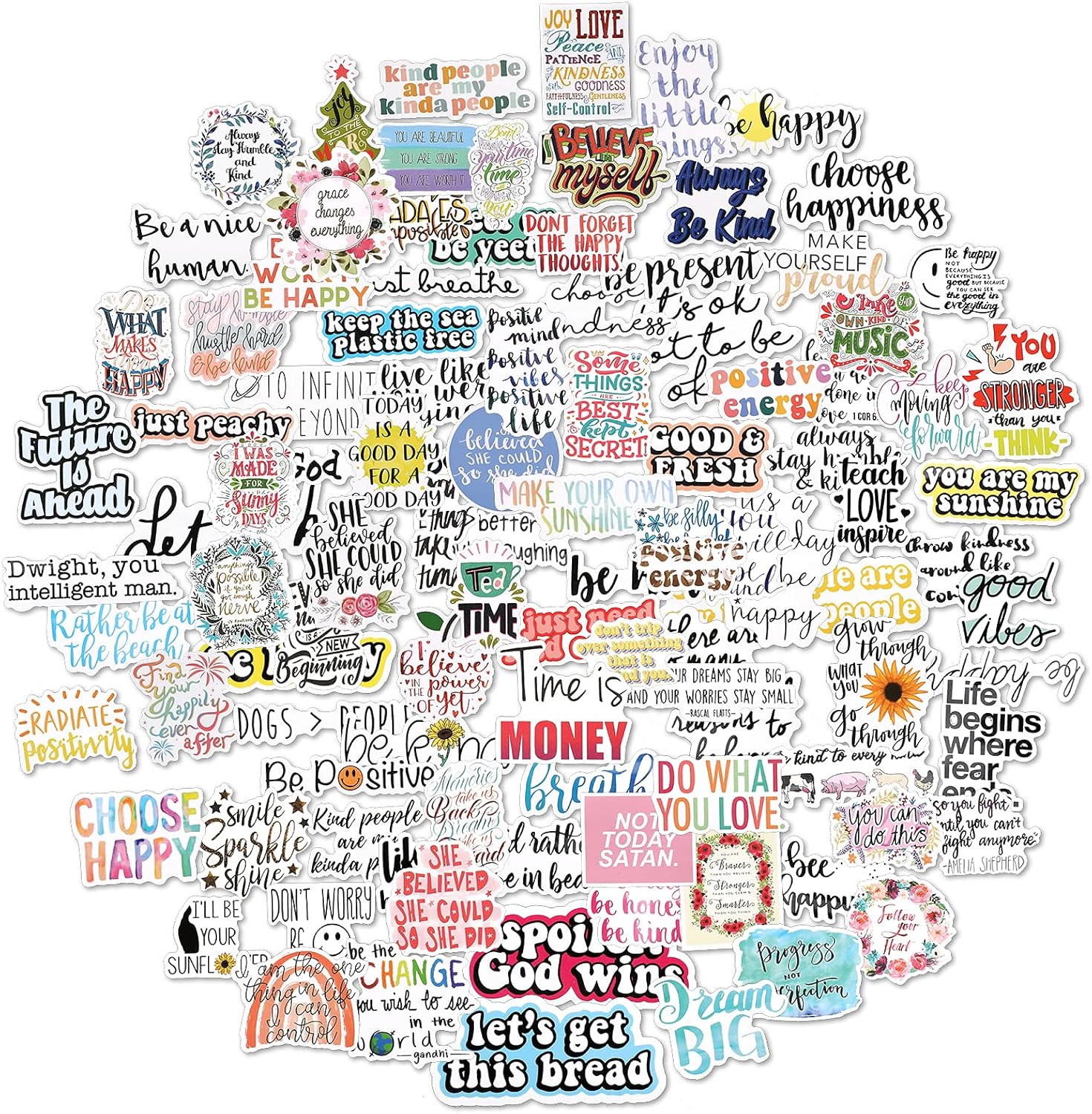 Molain Inspirational Motivational Stickers, 100 Pieces Waterproof Positive Laptop Stickers for Scrapbooking, Journal, Teens, Students, Adults, Teachers, Water Bottles (A)