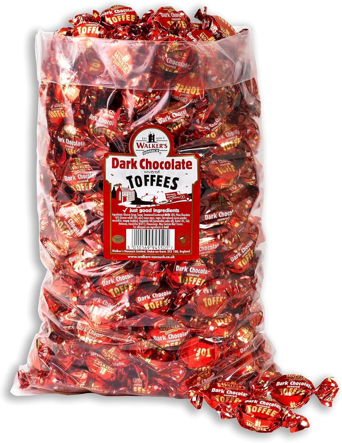 Walkers Nonsuch Plain Chocolate Covered Toffee (500g Bag)
