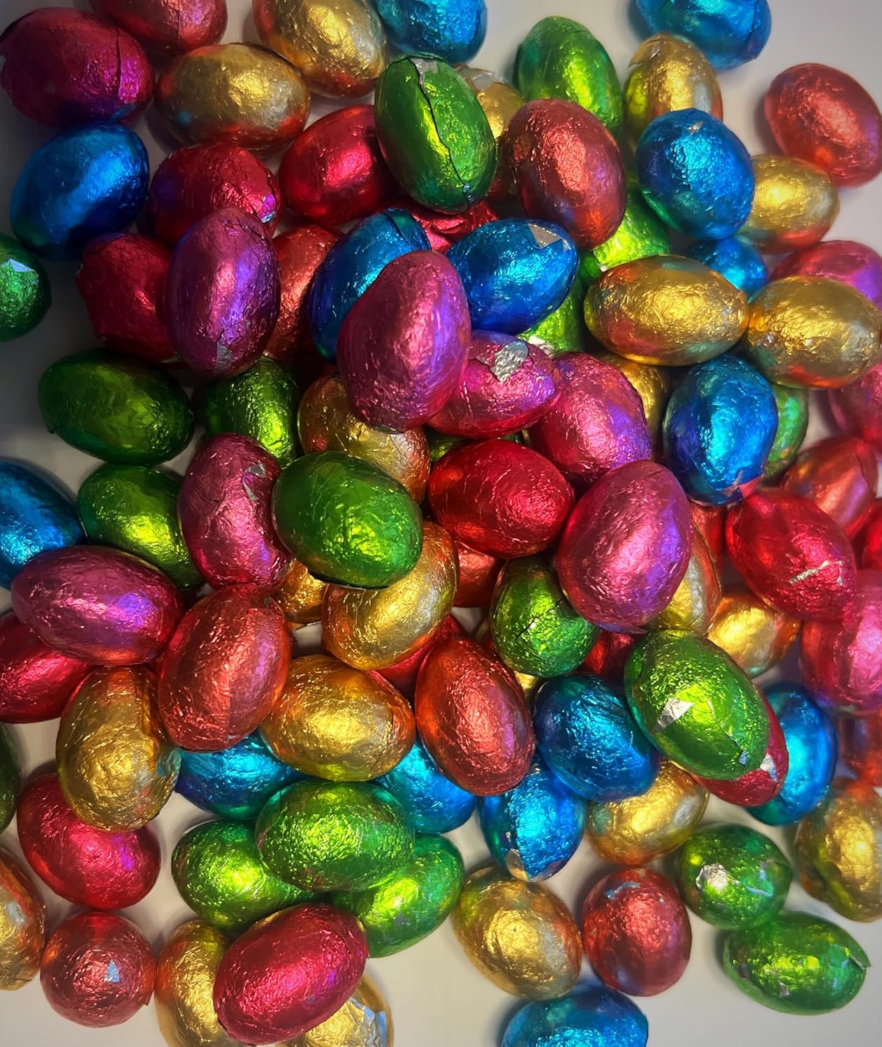 Foil-Wrapped Mini Chocolate Eggs, Assorted Colours, 1kg Pack of 200, Easter Party Candy