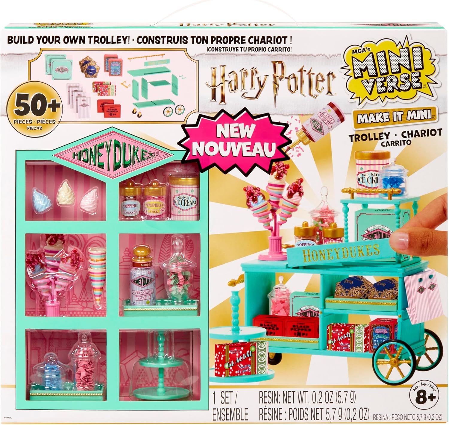 MGA's Miniverse Make It Mini Honeydukes Trolley Harry Potter Mini Collectibles, 50+ Pieces, DIY, Resin Play, Replica Food, NOT Edible, Collectors, 8+