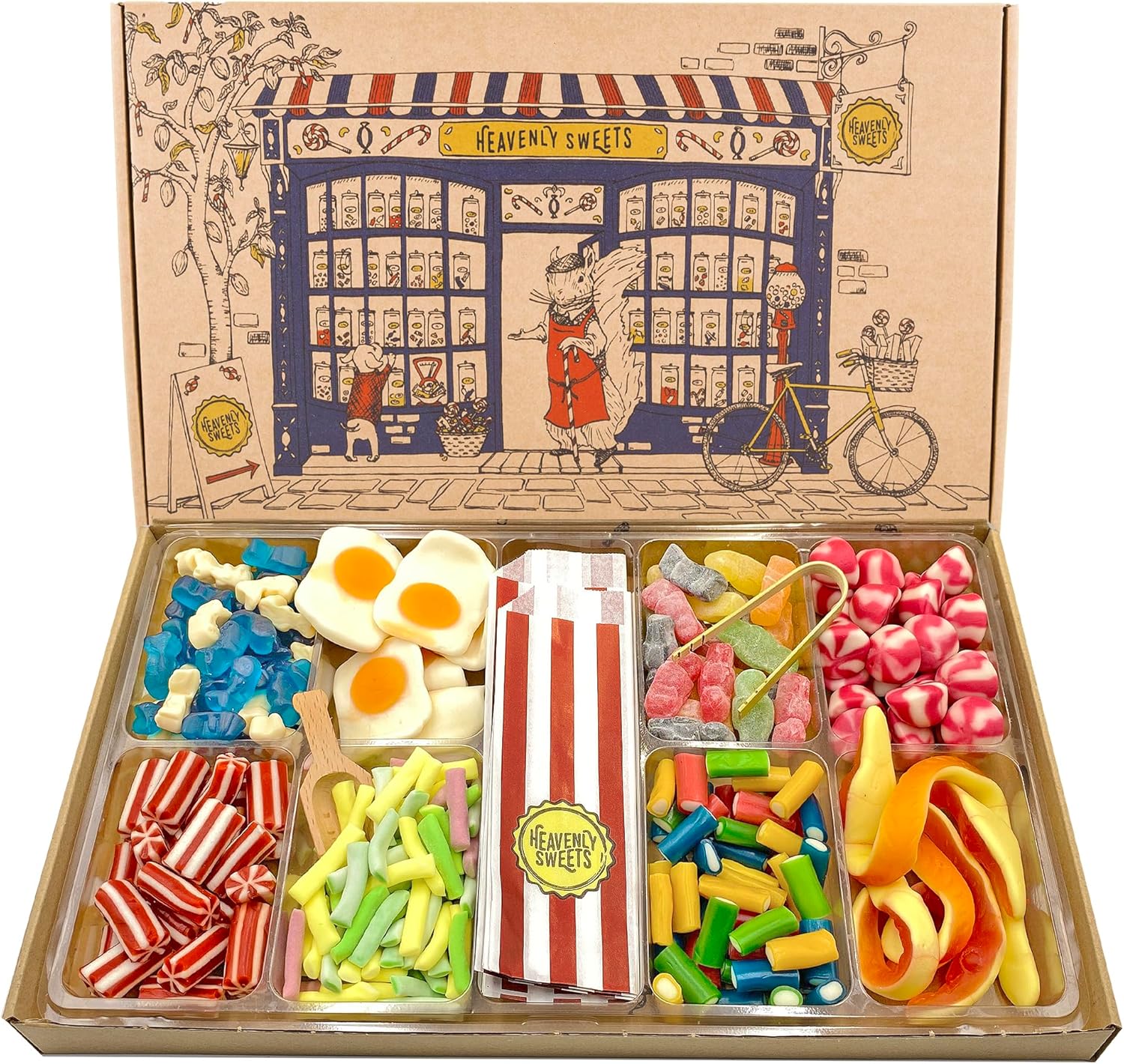 Heavenly Sweets | Large Pick and Mix Sweets Gift Box Hamper | Premium 1.2kg Chewy Jelly Gummy Retro | Birthday Fathers Day Summer Party Assortment | Pick & Mix Treats Selection Men Women Kids Adults