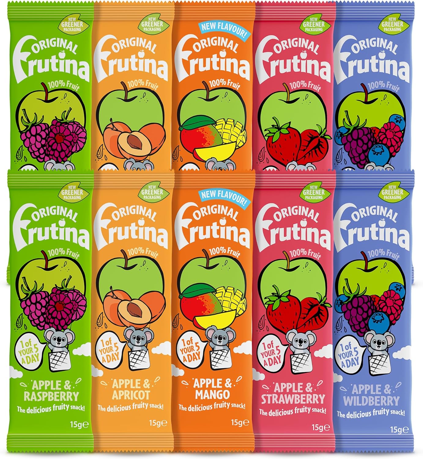 Frutina Variety Fruit Bars - 10 x 15G, Fruit Snacks - 100% Dried Fruit with No Added Sugar, No Preservatives and No Artificial Colours and Flavours - Delicious Pick-Me-Up Snacks for Kids and Adults