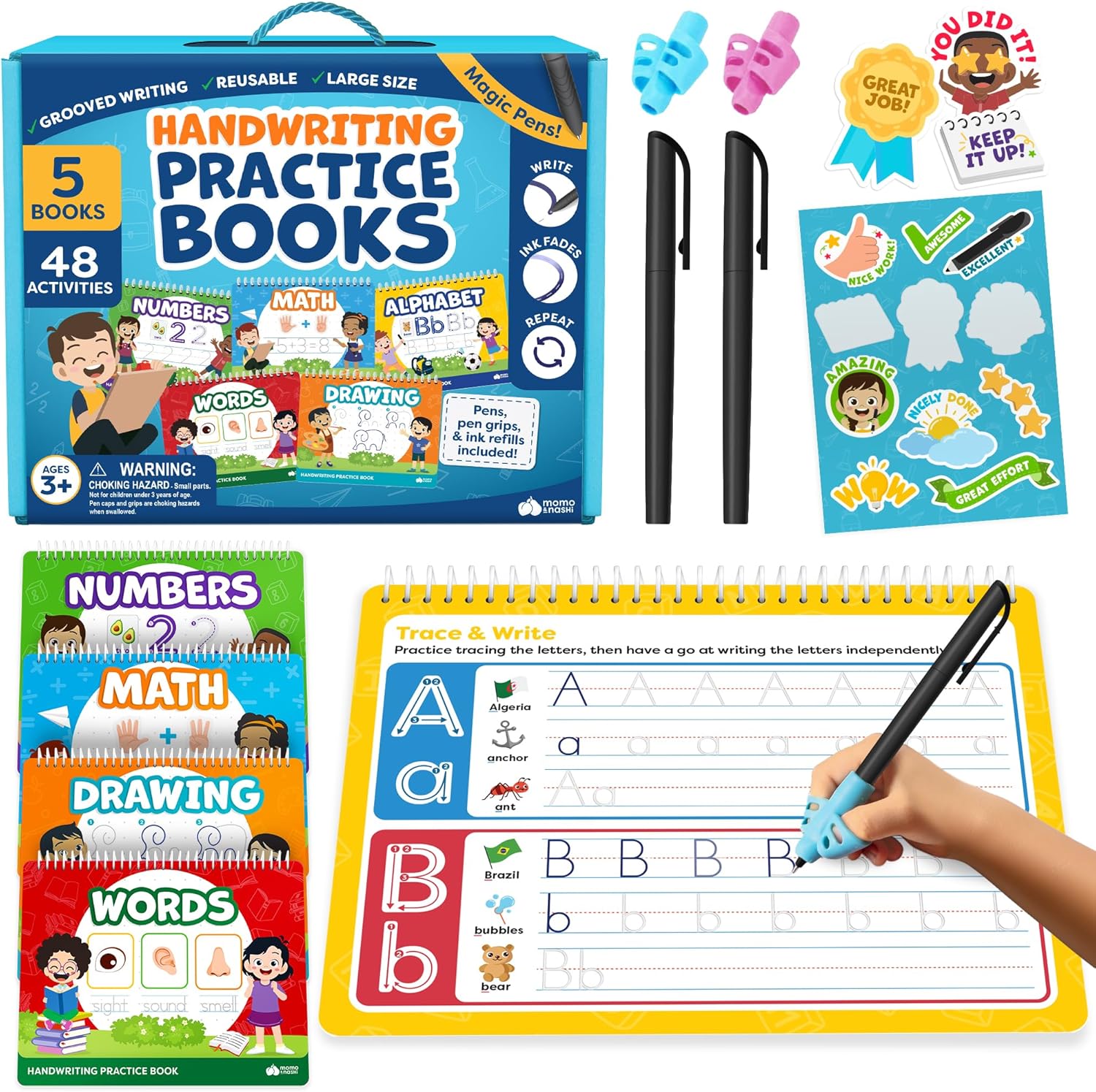 Magic Grooved Writing Practice for Kids - Grooved Handwriting Practice for Kids 5-7 8-10- Magic Copybooks for Kids Letter Tracing Books for Ages 3-5 - Preschool Learning Activities - Summer Toys