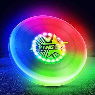Glow in The Dark LED Flying Disc - 7 Dynamic Modes, 7 Colors, IP65 Waterproof, Perfect Birthday & Camping Gift for Men/Boys/Teens/Kids - Outdoor Games & Cool Toys, 175g