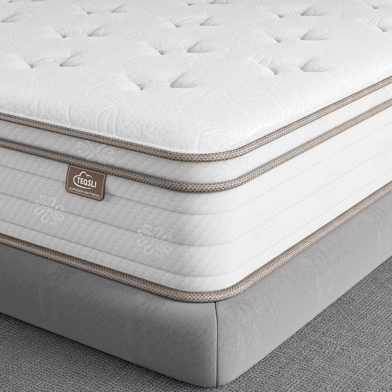 TeQsli Queen Mattress 12 Inch, Cool Eggshell Memory Foam and 7 Zone Pocket Innerspring Hybrid Mattress in a Box, Supportive Queen Bed Mattress, Breathable Cover 100 Nights Trial (TSB30Q-US)
