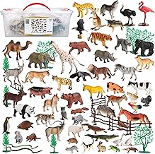 Migration 100 Piece Set of Animal Plastic Figures Playset, Includes Wild, Safari, Zoo, Jungle, Farm, Forest, Desert, Ocean Animals, Birds, Action Toy Figures Accessories and Container