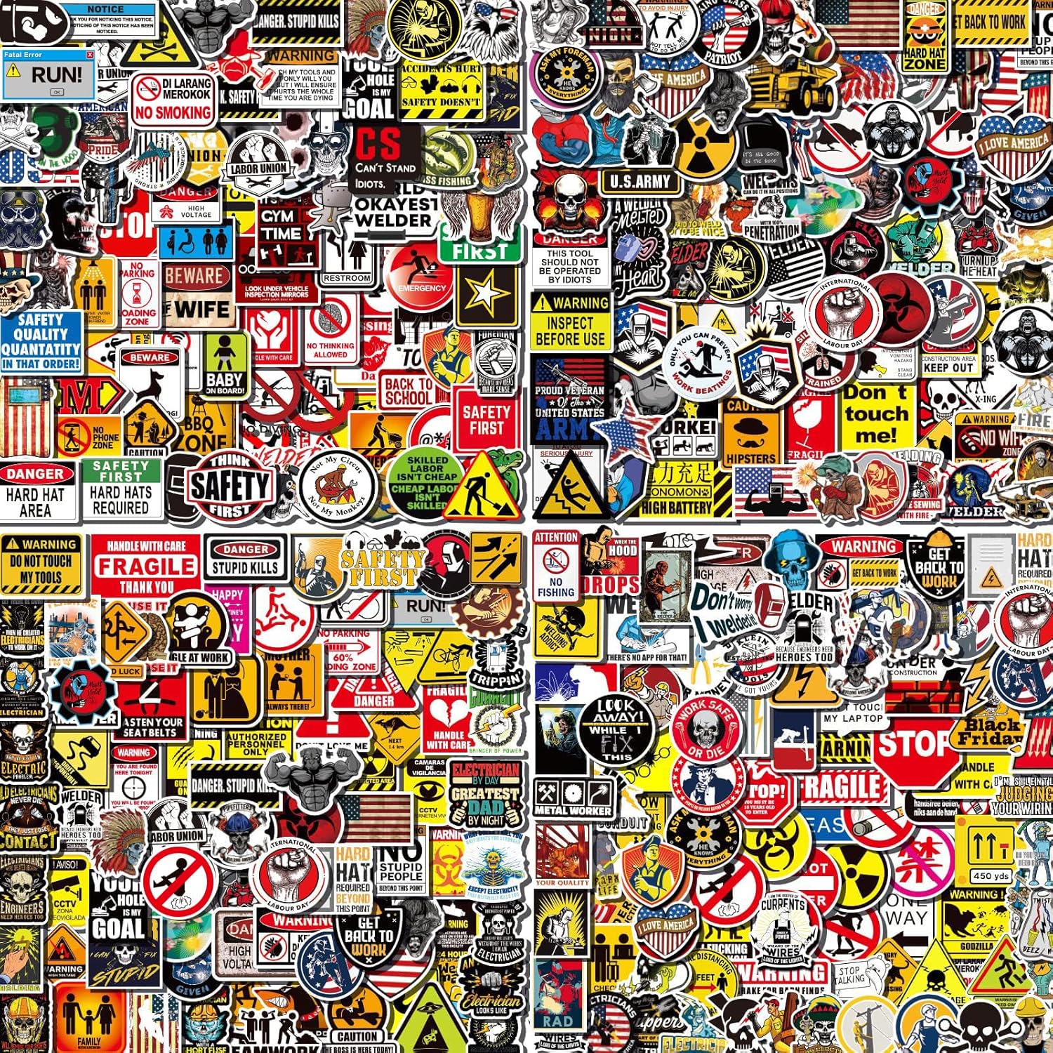 Arme 400 Pcs Hard Hat Stickers, Welding Stickers for Men&Adults Helmet, 100% Vinyl Helmet Sticker Construction Electrician Ironworker Oilfield Pipeliner Stickers for Funny Hard Hat Stickers for Adults