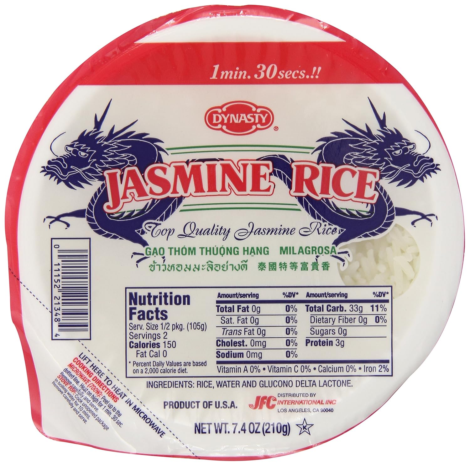 Dynasty Jasmine Cooked Rice, 7.40 Ounce