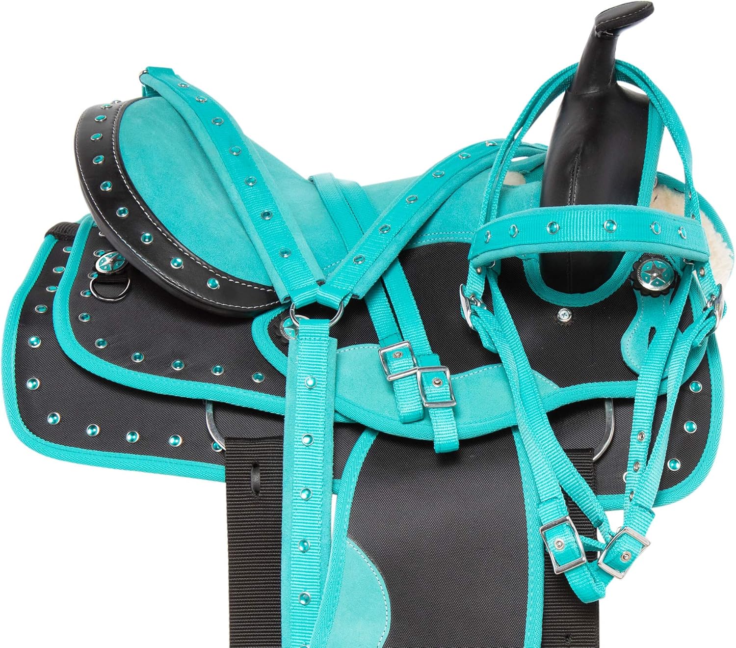 Western Horse Saddle Set PAD Headstall REINS Breast Collar TACK Light Weight Synthetic Cordura