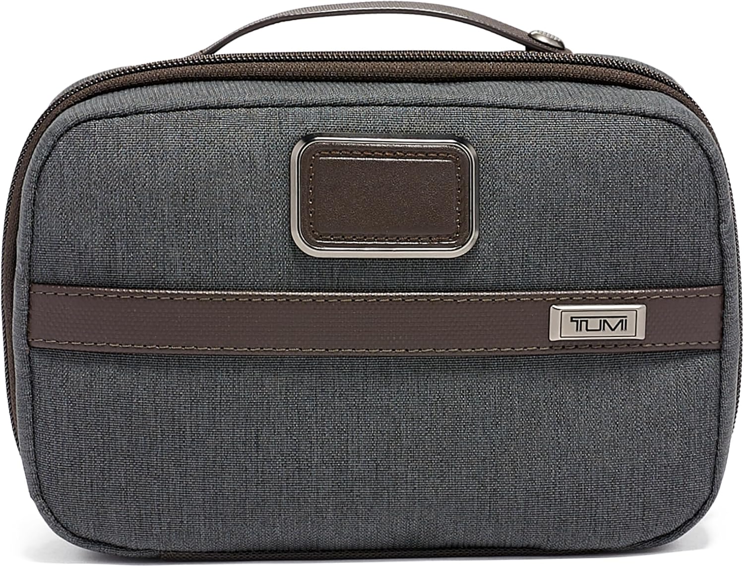 TUMI Alpha 3 Split Travel Kit - Luggage Accessories Toiletry Bag for Men and Women with Embossed Leather Carry Handle - Anthracite, Anthracite, OneSize, Alpha 3 Split Travel Kit