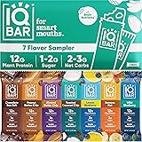 IQBAR Brain and Body Plant Protein Bars - 7 Bar Sampler Pack - Gluten Free, High Fiber, Vegan Snacks - Low Sugar Meal Replacement