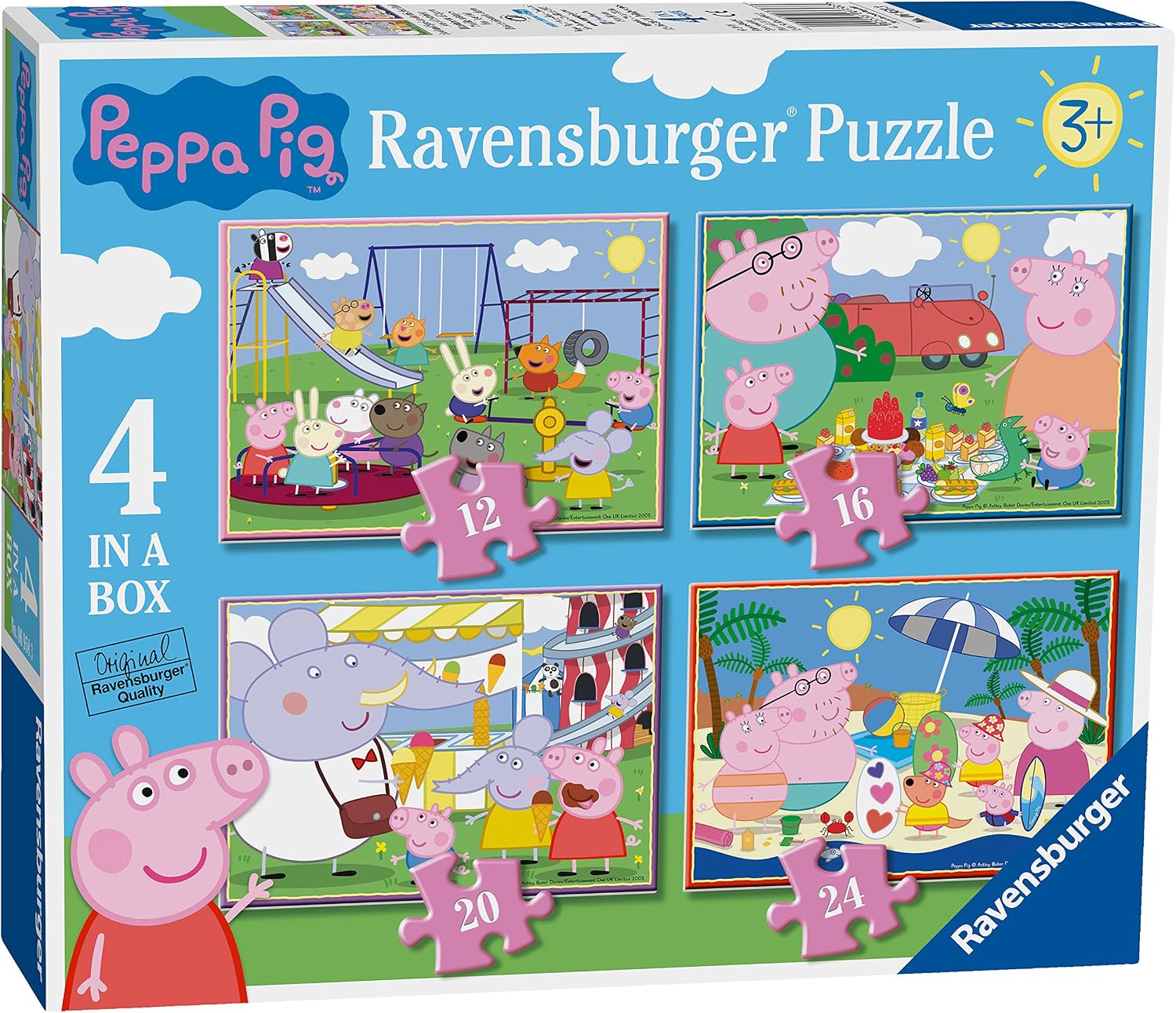 Ravensburger Peppa Pig 4 in Box Jigsaw Puzzles for Kids Age 3 Years Up - 12, 16, 20 & 24 Pieces - Gifts for Kids