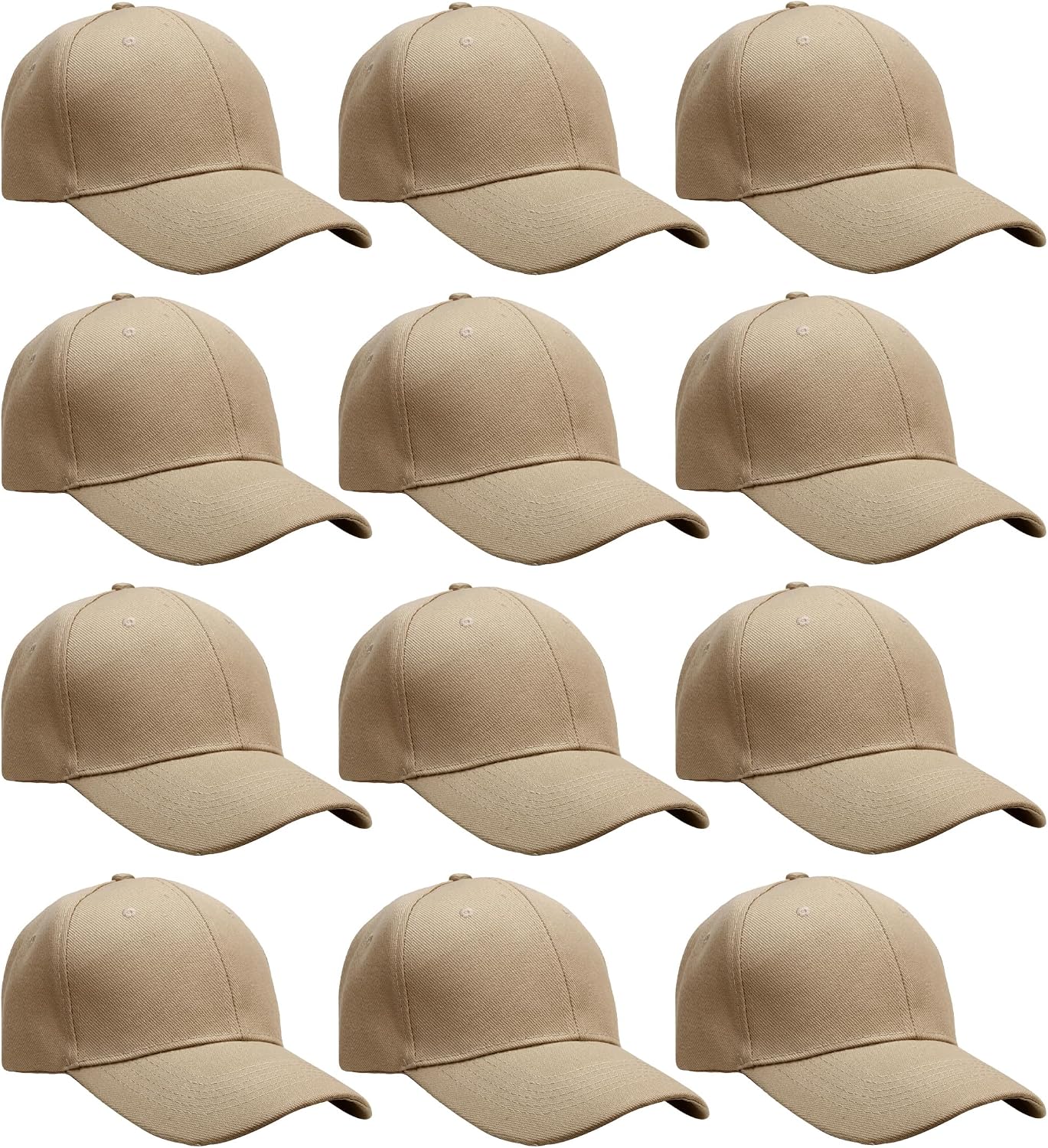 Falari Wholesale Bulk Lot 12-Pack Baseball Cap Adjustable Size Plain Blank Solid Color