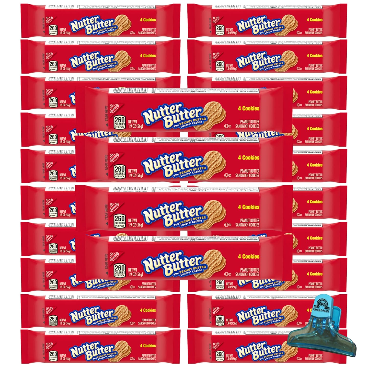 Peanut Butter Cookies - Natural Peanut Butter - 24 Butter cookies individual packs (pack of 24) 4 wafers per pack - with a clip bag by GhosTriseS.