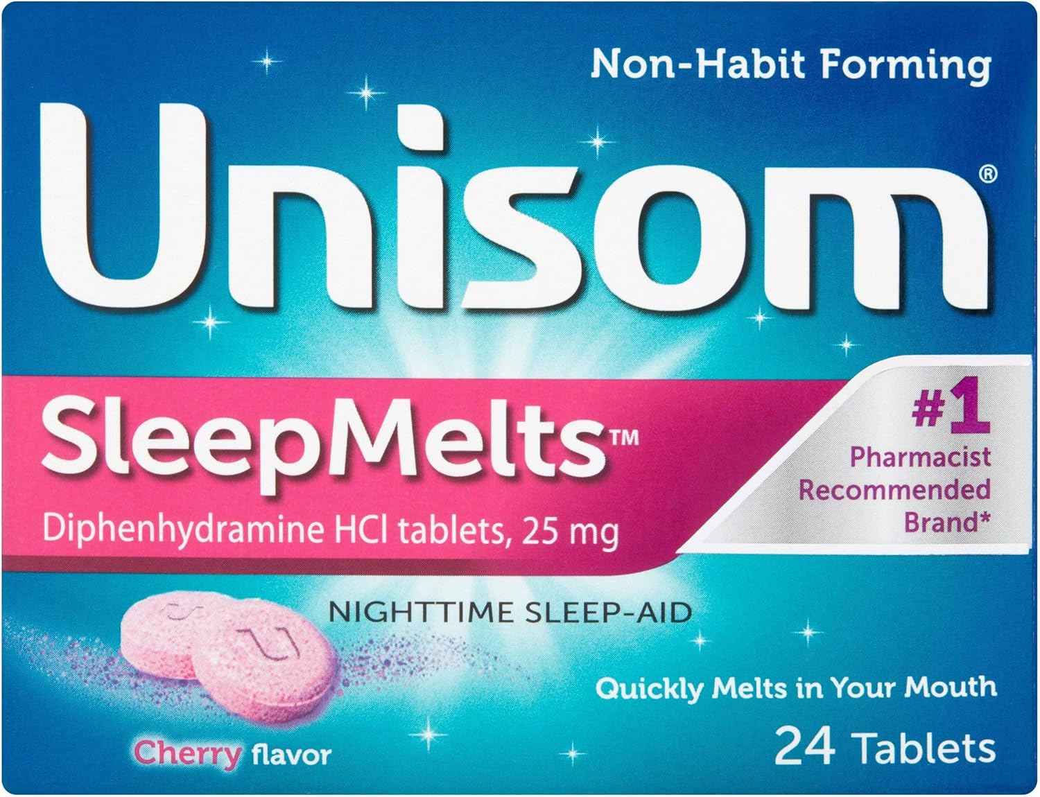 Unisom SleepMelts Cherry Flavor 24 Each (Pack of 6)