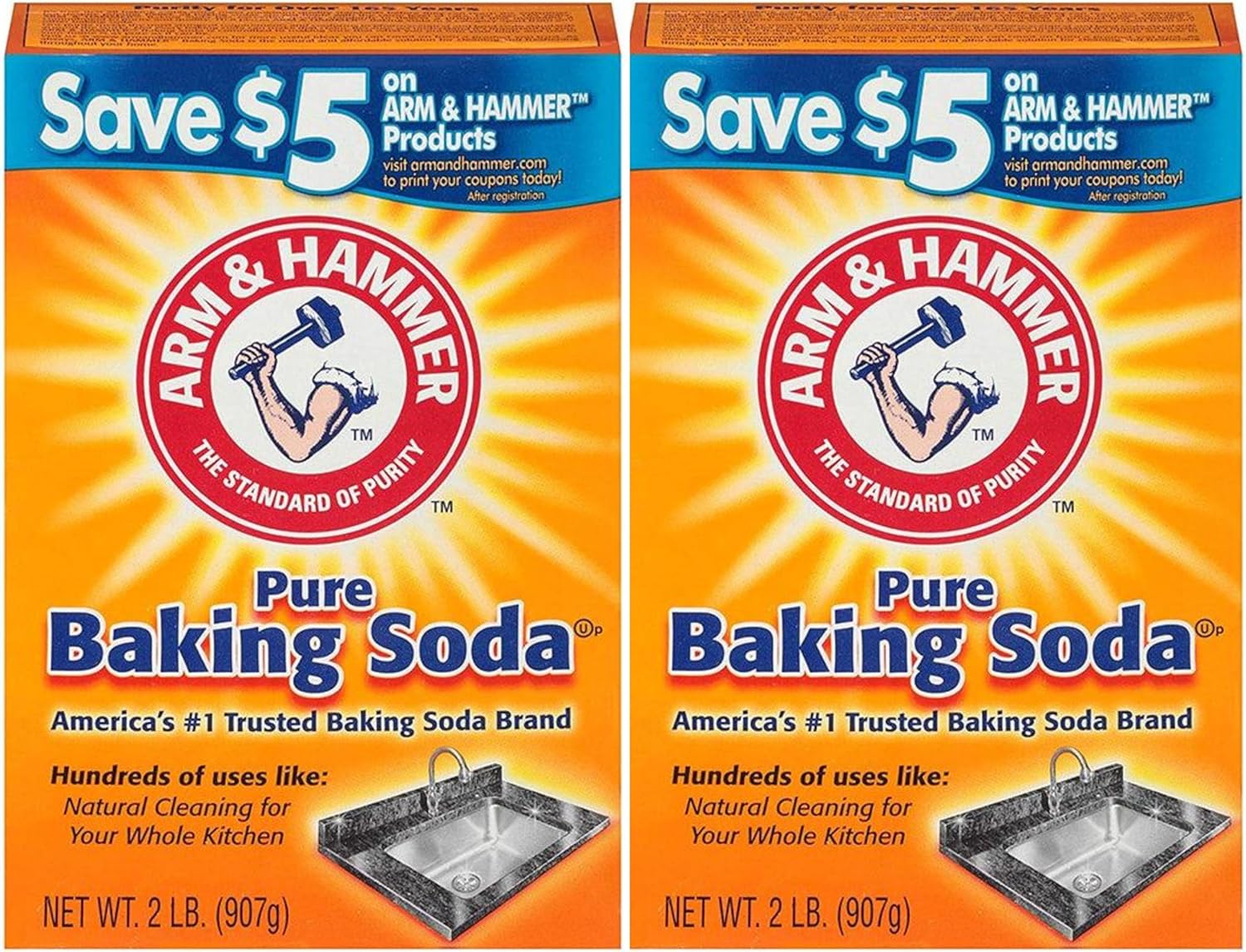 World Food Shop Arm & Hammer Pure Baking Soda 907g Pack of 2 - Versatile Household Essential - Ideal for Kitchen, Bathroom, and Laundry Use!