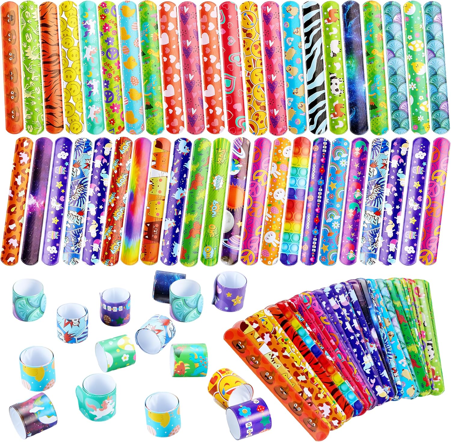 JOYIN 288 Pcs Slap Bracelets for Kids, Bulk Wristbands with Animals, Friendship, Heart, Galaxy, Party Favors, Classroom Prizes Birthday Exchanging Gifts, Goodie Bag Stuffers