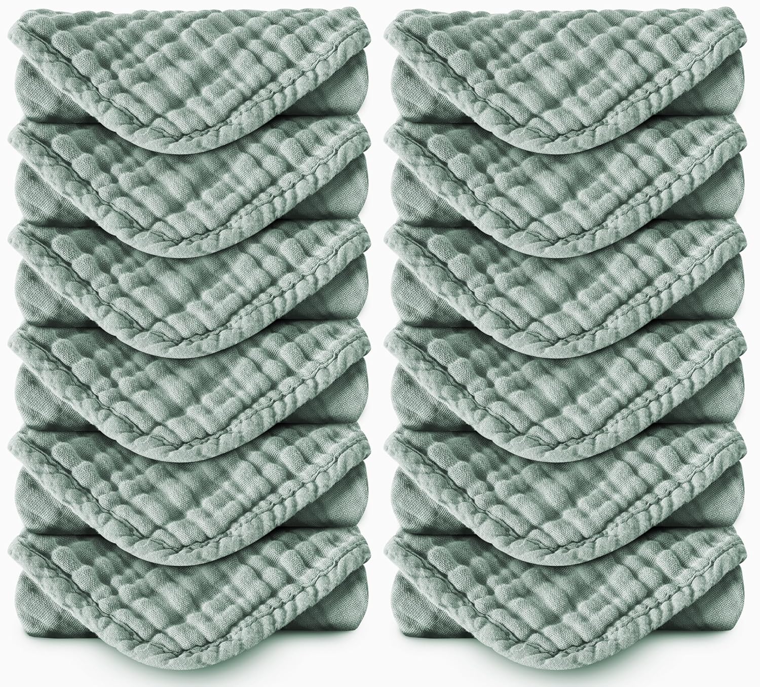 Muslin Burp Cloths 100% Cotton Large 20''x10'' Extra Soft and Absorbent Baby Wash Cloths Spit Up Rags - Baby Burping Cloth for Boys Girls Items(12 Pack Green)