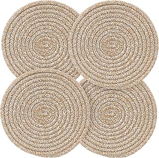 Pot Holders Trivets Set 4 Pcs, Potholders for Kitchens, 100% Pure Cotton Thread Weave Trivets for Hot Dishes/Pot/Bowl/Teapot/Hot Pot Holders, 7.9 Inches