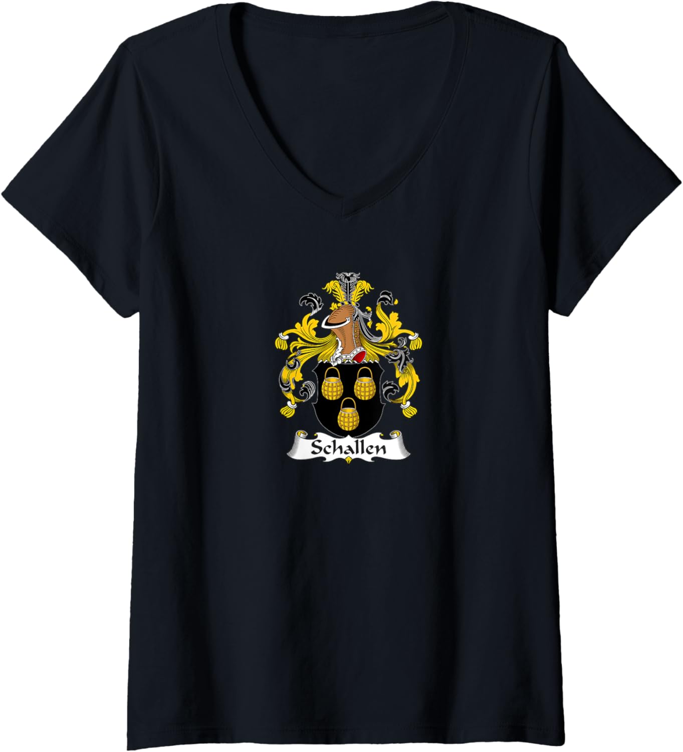 Womens Schallen Coat of Arms - Family Crest V-Neck T-Shirt