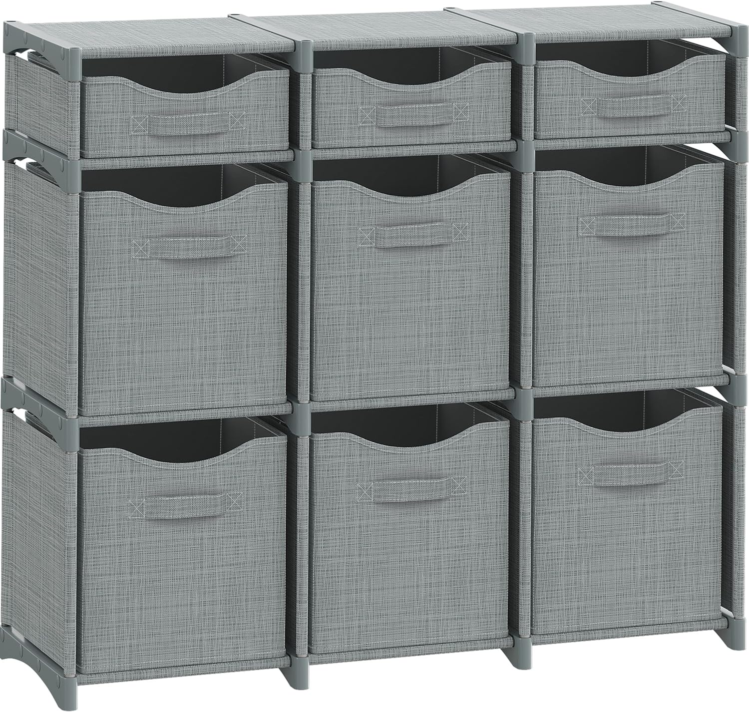 9 Cube Closet Organizers, Includes All Storage Cube Bins, Easy To Assemble Storage Unit With Drawers | Room Organizer For Clothes, Baby Closet Bedroom, Playroom, Dorm (Light Grey)