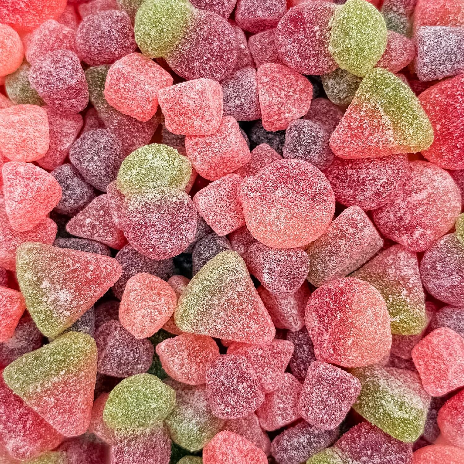 Sour Fruit Jelly Candy Mix | 1 Pound Bag | Vegan Gummies with Real Fruit Puree | Cherry, Watermelon, Peach | Gelatin Free Plant Based Texture | No Artificial Colors or Flavors | Dye Free Candy