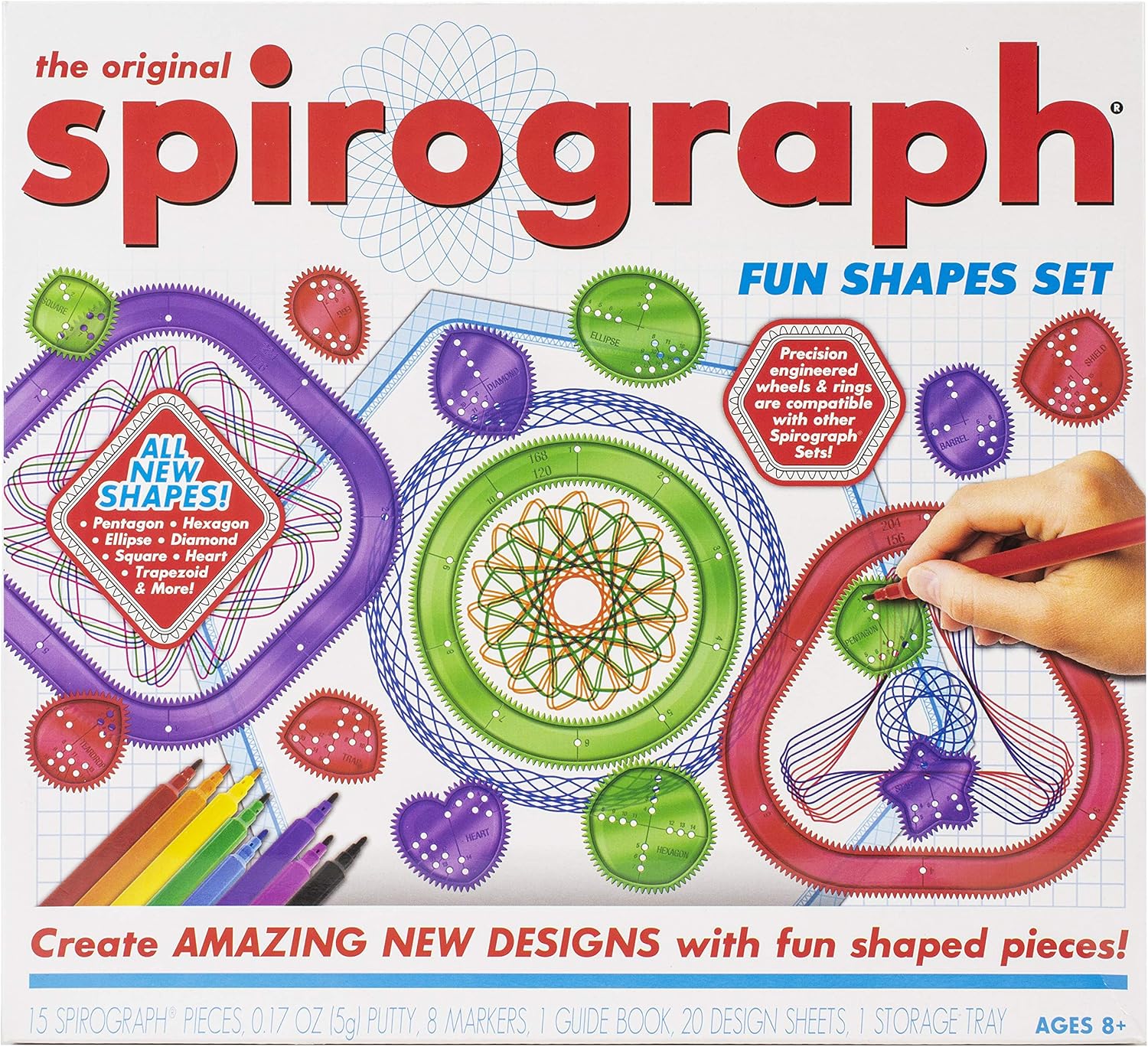 Spirograph — Fun Shapes Drawing Art Set — Classic Spirograph Gear Play With New Shapes — For Ages 8+
