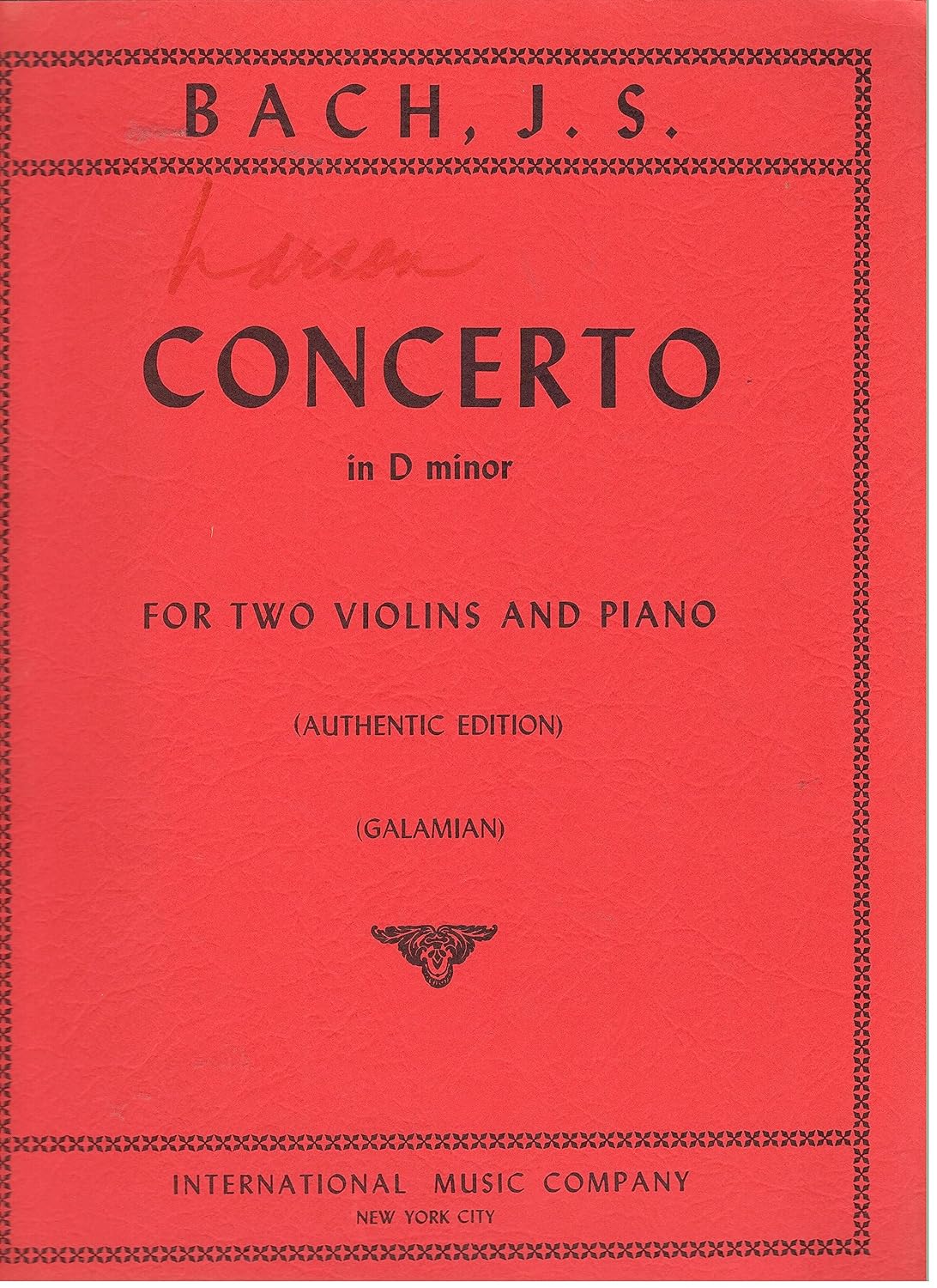 Bach, J.S. Double Concerto in d minor BWV 1043 for Two Violins and Piano by Galamian International