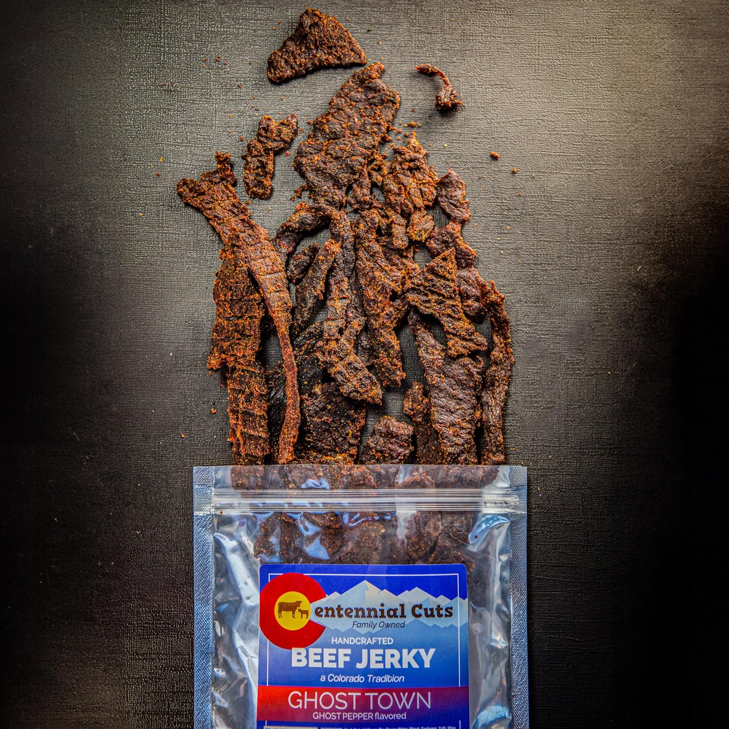 Centennial Cuts - Ghost Town Ghost Pepper Beef Jerky- 7 Oz, Family Owned, Protein Snack
